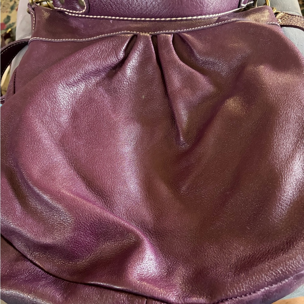 Roots Plum Leather Shoulder Bag